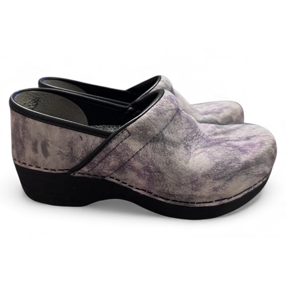 Dansko‎ Leather Professional Clogs Gray Purple Marble Women EU 37 Slip On
